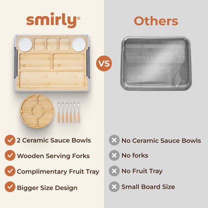 SMIRLY Charcuterie Boards with Lid Large Travel Cheese Charcuterie Boards with Lid, Portable Bamboo Cheese Platters Serving Tray for Home Kitchen Picnics, Housewarming Gifts Wedding Gifts for Couples