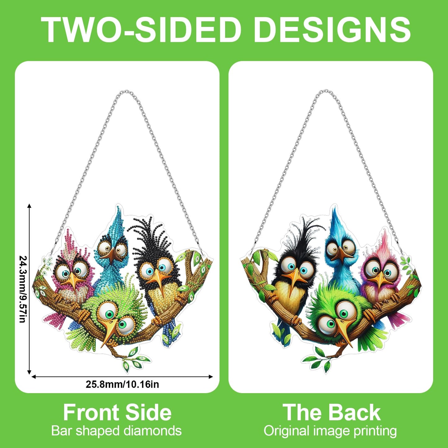 MUNORIAY Diamond Art Hanging Kit for Adult,DIY Acrylic Double Sided Bird Diamond Art Painting Window Suncatchers Pendants,Diamond Hanging Kit Crystal Gem Craft for Home Garden Wall Decor