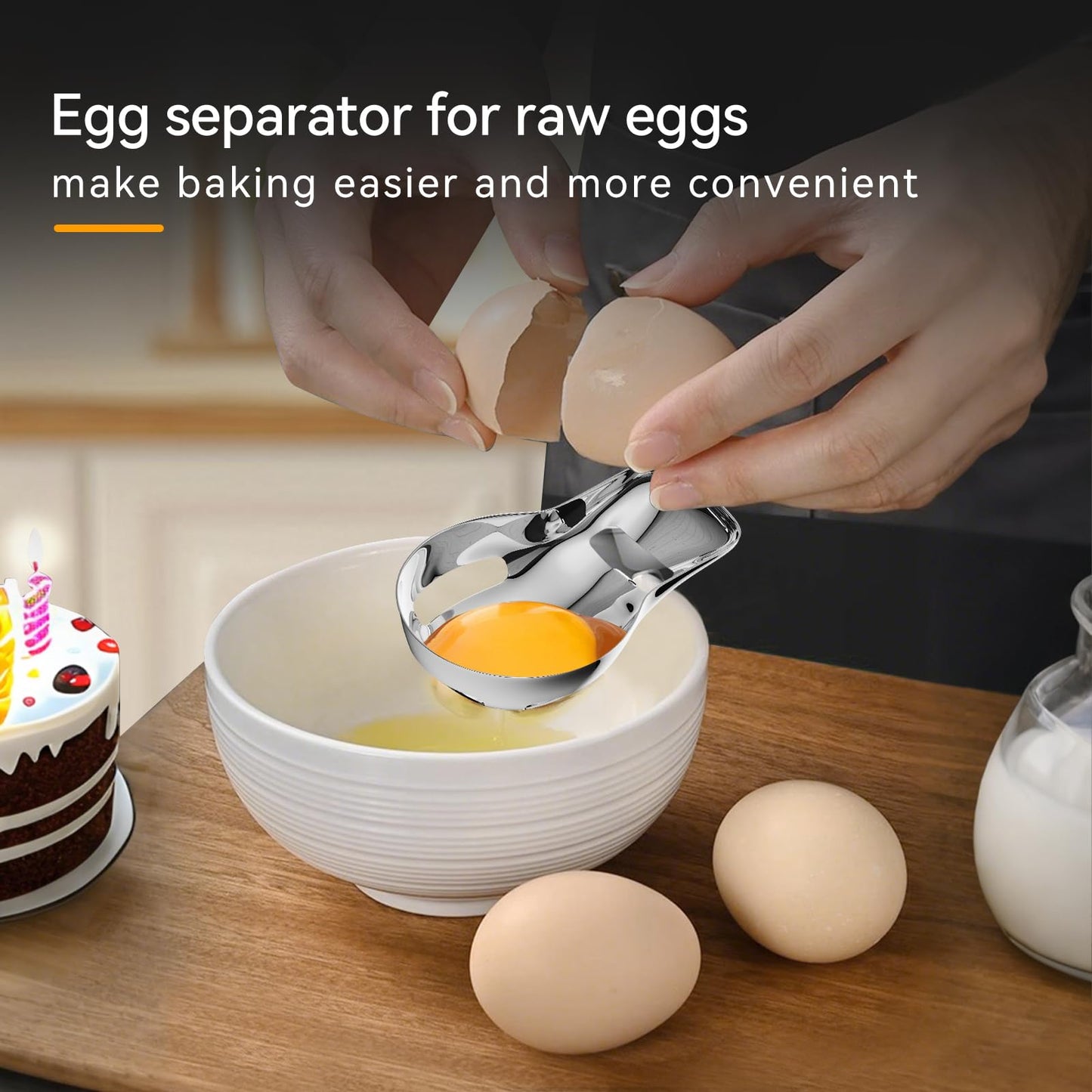 Sretanj Egg Yolk Separator，Egg Separator for Raw Eggs,Food Grade Stainless Steel Egg Yolk White Separator, Kitchen Baking Gadgets