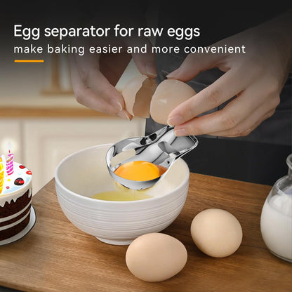 Sretanj Egg Yolk Separator，Egg Separator for Raw Eggs,Food Grade Stainless Steel Egg Yolk White Separator, Kitchen Baking Gadgets
