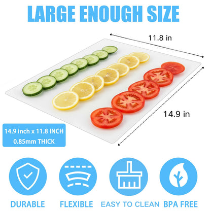 ZENFUN 30 Pc Plastic Cutting Board Mats, Flexible Clear Cutting Mats 15 x 12 In, Kitchen Cutting Board Sheets Frosted Placemats BPA-Free, Non-Porous