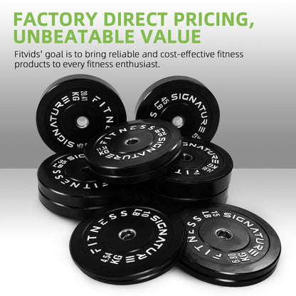 Fitvids Olympic Bumper Plates Set, 2" Weight Plates for Strength Training & Weightlifting, Set: 260 lbs (2x 10/15/25/35/45 Pairs)
