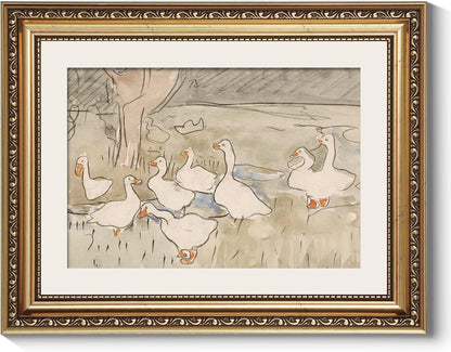 11x14 inch ARPEOTCY Vintage Gold Framed Wall Art, Nursery Duck Paintings, Aesthetic Canvas Picture Prints Artwork