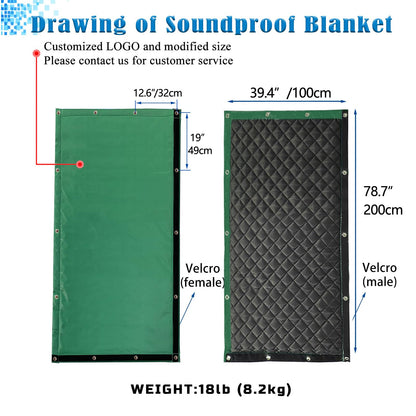 LTCANOPY Sound Barrier Temporary Construction Traffic Industrial Sports Pitches Outdoor Noise Control Sound Blocking Reducing Cancelling Soundproof Screen Blankets 39.3”x78.7-1 Pack-(Green)