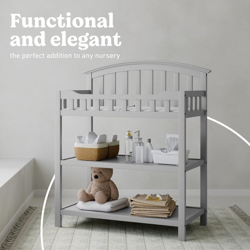 Graco Changing Table with Water-Resistant Changing Pad (Pebble Gray) – GREENGUARD Gold Certified, Multi Storage Nursery Changing Table for Infants and Babies