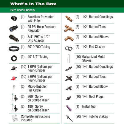 Rain Bird LNDDRIPKIT Drip Irrigation Kit - Efficient Landscape & Garden Watering System with Drippers & Micro-Sprays
