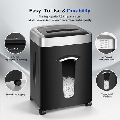 Wingwise 18 Sheets 120-Minute Paper Shredder, 7.9 Gallon Bin, P4 Cross-Cut Heavy-Duty Shredder for Home & Office Use