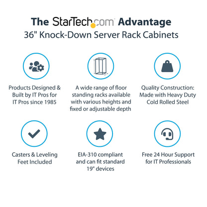 12U 29in Knock-Down Server Rack Cabinet with Casters