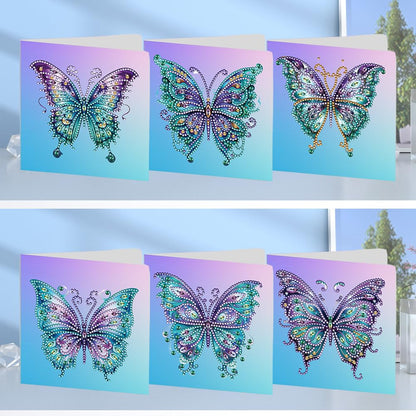 Sulunmo DIY Diamond Art Cards Kits for Adults, 5D Diamond Greeting Cards Kits Art Birthday Cards Birthday Gifts for Families, Friends, Partners with Special Shaped Drills(6Pcs Butterflies-55)