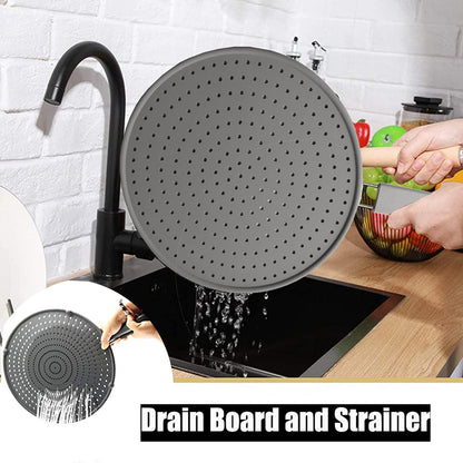 Silicone Splatter Screen Pan Cover 11", Heat Insulation Cooling Mat, Strainer, Drain Board, Oil Splash Guard for Frying Pan, Non-Stick, Heat Resistant Universal Pan Cover