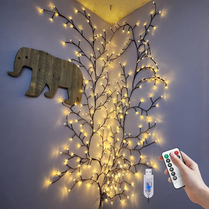 Enchanted Willow Vine Lights for Wall,Willow Vine Tree Branch Lights Decoration Gift,with 48 LED Light and Remote,8 Lighting Modes,for Bedroom Wall Doors Windows Wedding Christmas (47 Inch)