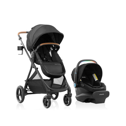 Evenflo Shyft Intuiti+ Travel System Featuring LiteMax NXT Preemie and Infant Car Seat with SensorySoothe (Eclipse Black)