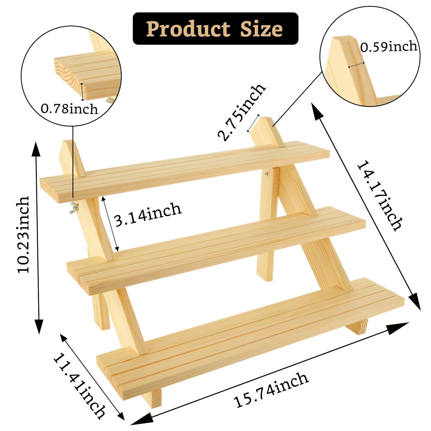 Acrux7 2 Pack 3 Tier Wooden Display Stand, Wooden Earring Display Wood Cupcake Stands, Detachable Wood Tiered Jewelry Card Display Stand with Groove for Jewelry Cupcake Vendors Retail Party Home