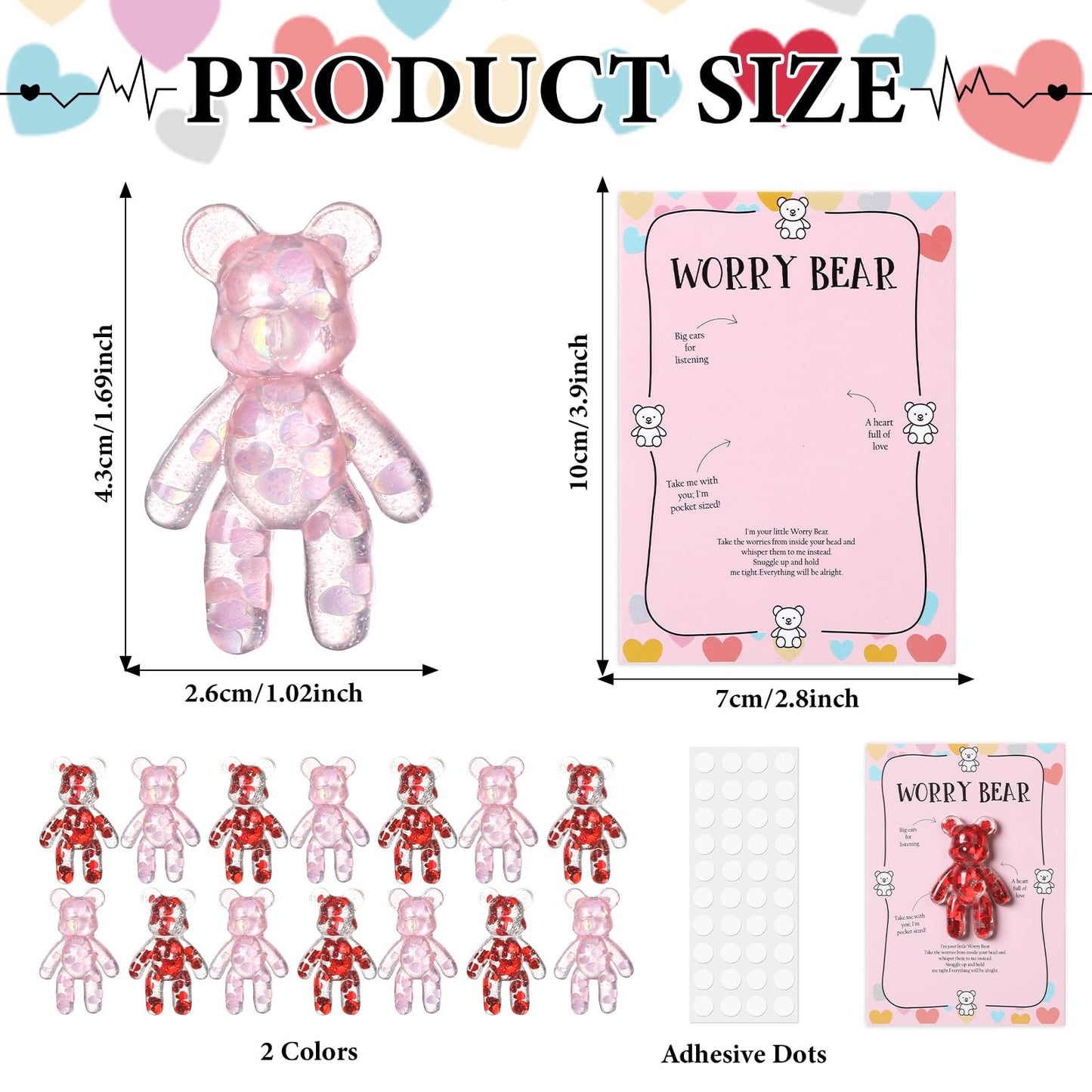party greeting 10 Set Valentine's Day Pocket Bear Hug Emotional Support Gifts Mental Health Anxiety Relief Positivity Autism Fidget Gift Stress Relief Gift for Boy Girls Favor Gift