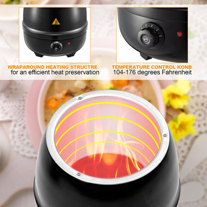 Suclain 2 10.5 Quart Commercial Soup Warmer 110v Electric Large Commercial Soup Kettle Warmer with 2 Ladles Stainless Steel Hinged Lid Detachable Pot Portable Electric Pot for Family Gathering