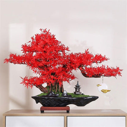 GRFIT Artificial Bonsai Tree Simulation Bonsai Hotel Living Room Desk Ornaments High-end Modeling Luxury Artificial Greenery Landscaping Artificial Tree Plant