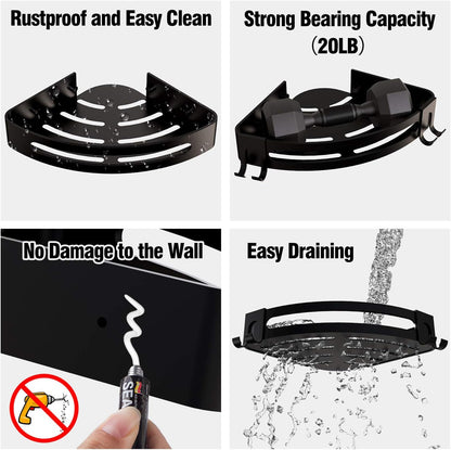 2 Pack, Bakzon Corner Shower Caddy, Shower Shelf Corner No Drilling Bathroom Shower Organizer Storage Rack Adhesive