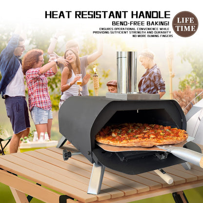 The 7-piece pizza oven accessory set is perfect for making pizza. Comprises a pizza shovel, an oven brush, a bubble Popper deformer, a rocking knife, a silica gel clamp, a dough roller and a scraper.