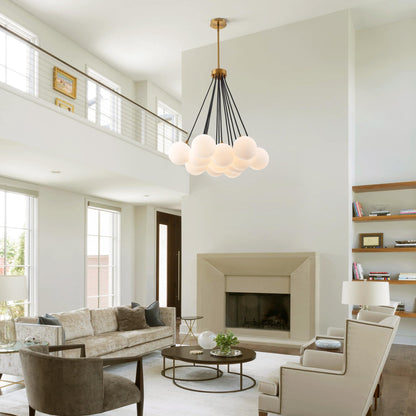 13-Light Bubble Chandelier, Modern Sputnik Glass Chandelier, Milk Glass & Globe Pendant Light, Elegant Bubble Hanging Island Lighting for Bedroom, Living Room, Dining Room & Kitchen Island Over Table