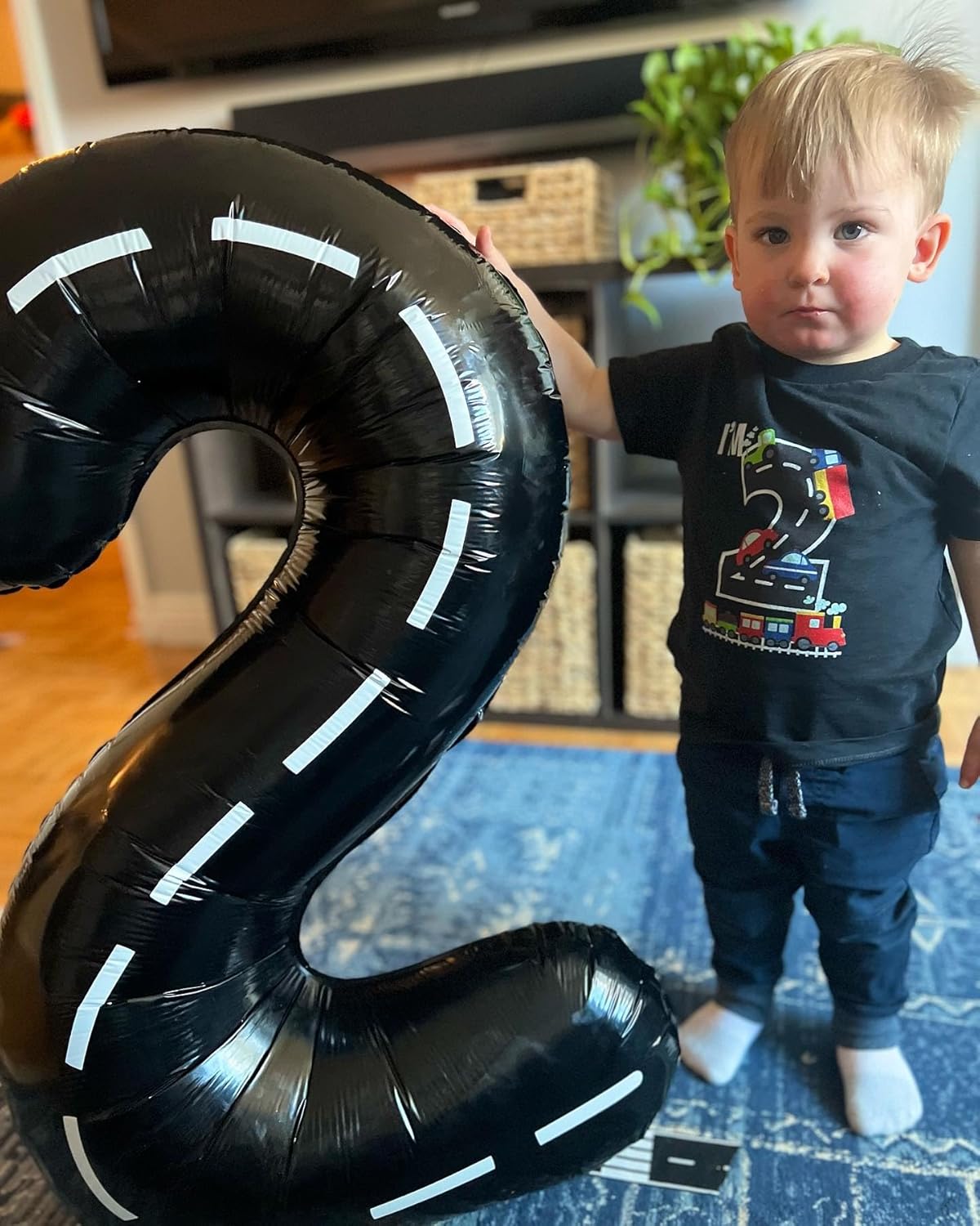 Race Car 7 Balloon - 40 Inch Number Balloon for 7th Birthday | Black Race Car Party Decorations