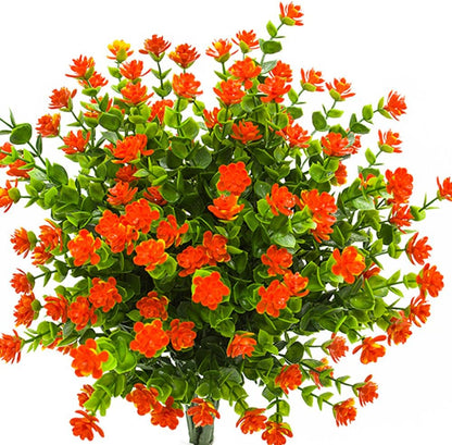 Artificial Flowers Faux Plastic Greenery Shrubs, UV Resistant Outdoor Plants for Home Kitchen Office Wedding Decor