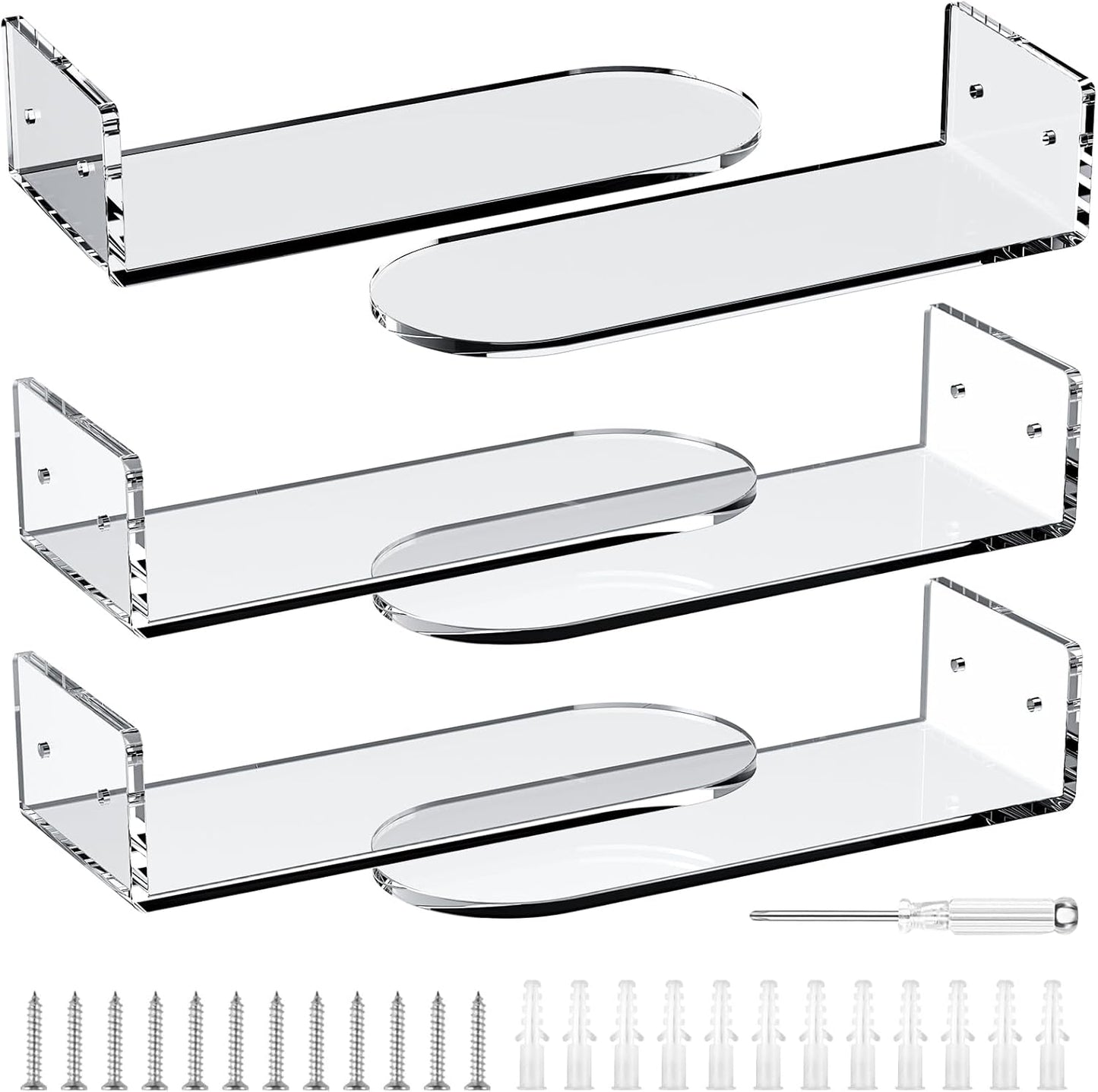 Wall-6 Pack Floating Shoe Shelves for Sneaker Shelves-Levitating Shoe Display Stand Acrylic Sneaker Wall Hanger,Shoe