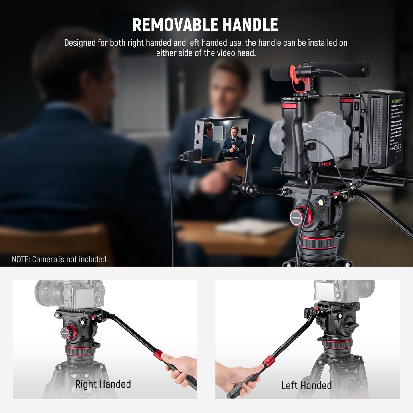 NEEWER 78" Video Camera Tripod Carbon Fiber with Damping Adjustable Fluid Head, One Step Quick Release with QR Plate & Handle, Heavy Duty Tripod Stand for DSLR Cameras Camcorders, Max Load 22lb, LL37