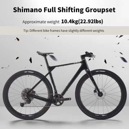 SAVADECK Carbon Gravel Bike - T800 Carbon Frame & Fork | Shimano U6000 11-Speed Groupset | Hydraulic Disc Brakes | 700CX40mm All-Terrain Tires | Men & Women Road/Off-Road Bicycle (Gold, 55cm)