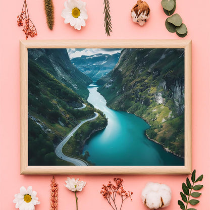 KAYEIUU Norwegian Fjords Print Adults Diamond Painting Kits Round Drill Art Painting Kits Crafts Kits for Home Decor 12x16 inch