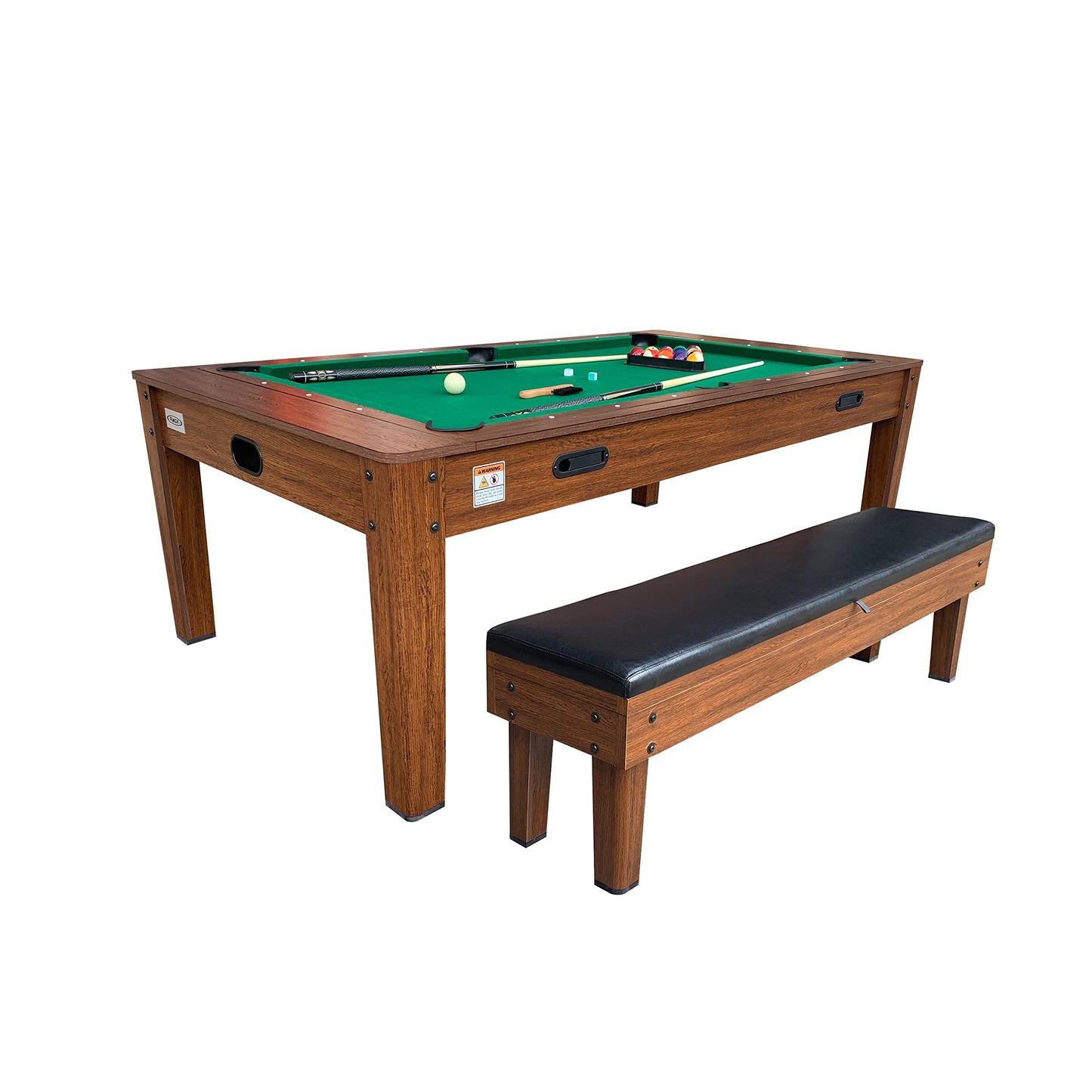 RACK Luxor 7.5-Foot 4-in-1 Multi-Game Swivel Billiard/Pool Table (Green Felt with 1 Bench) – Pool Table, Table Tennis, Air Hockey & Dining Table – Portable Multi Game Table for Adults & Kids