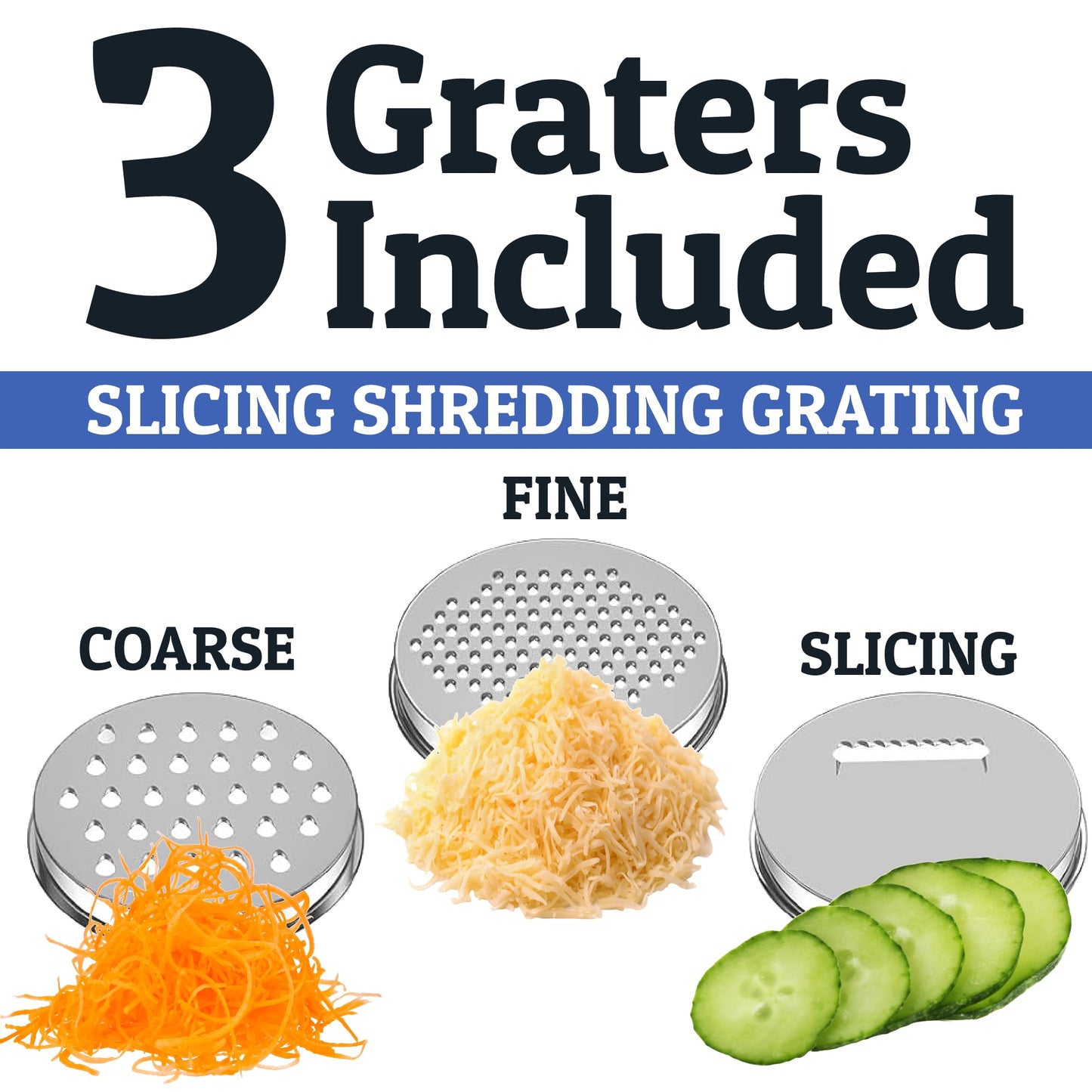 Priority Chef Stainless Steel Mixing Bowls with Lids Set, 3 Grater Attachments, Airtight Lids, Non-Slip Silicone Base Mixing Bowl Set, Large Prep Metal Mixing Bowls for Kitchen, Black
