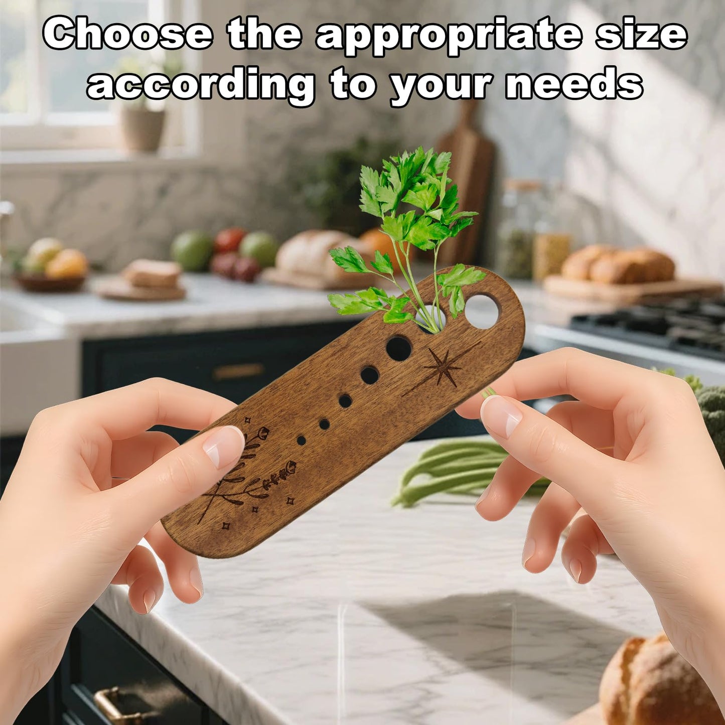 2Pcs Wooden Vegetable Leaf Separator, Pottery Herb Stripper Tool Supplies, Fun Kitchen Gadgets, Exquisite Herb Stripper Bowl Gifts for the Kitchen Suitable for Home Use & Chefs
