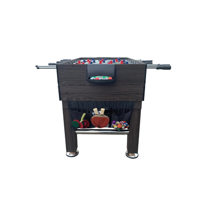 KICK Tetrad 55" 4-in-1 Multi Game Table (Brown) – Foosball, Billiards/Pool, Air Hockey & Ping Pong