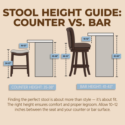 ROME + OAK Runyan 26" Swivel Counter Stool, Rotating High Back Barstool in Dark Walnut Finish with Vintage Brown Vegan Leather Seat