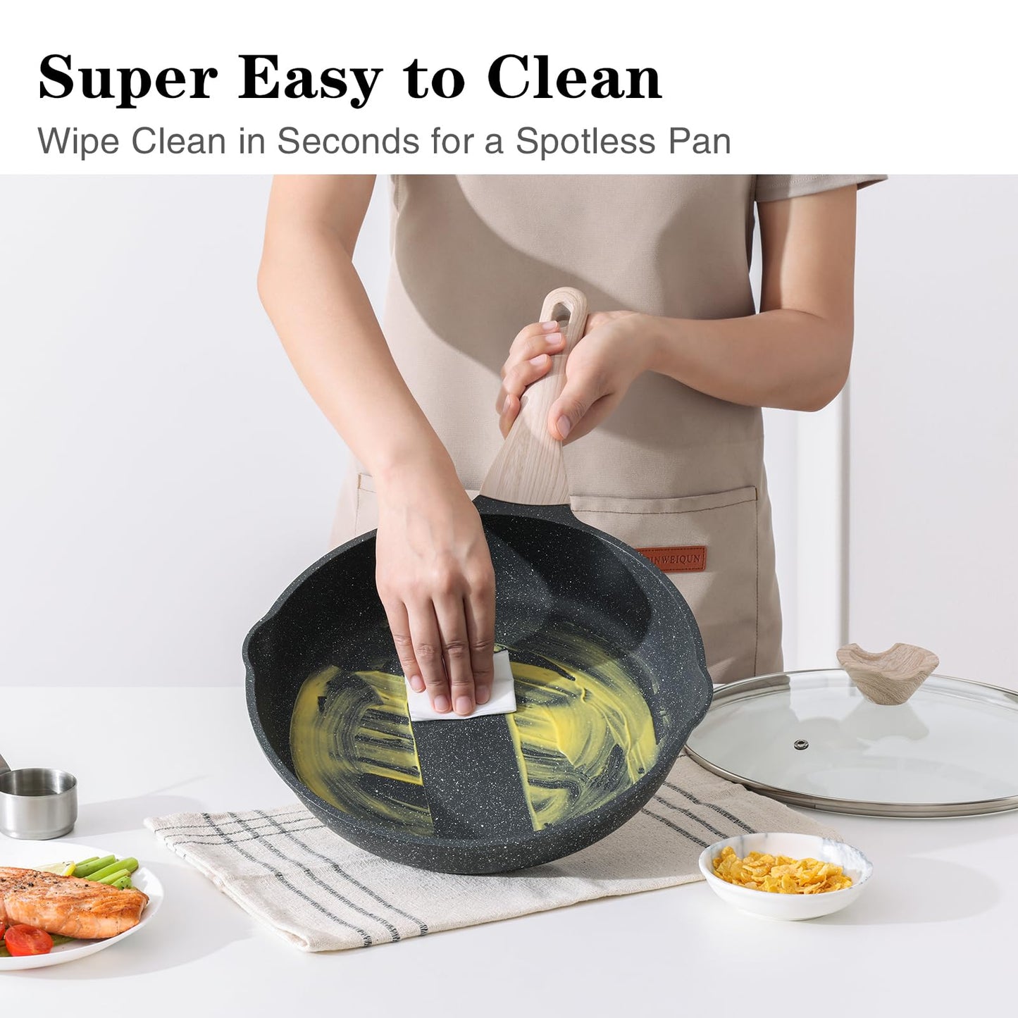 Kordisen Nonstick Frying Pan Set with Lids, 3 Piece Skillet Set, Healthy Induction Cookware Cooking Pan, Stay-Cool Handle, Compatible with All Stovetops, PFOA Free (9.5, 11, 12.5 Inch)