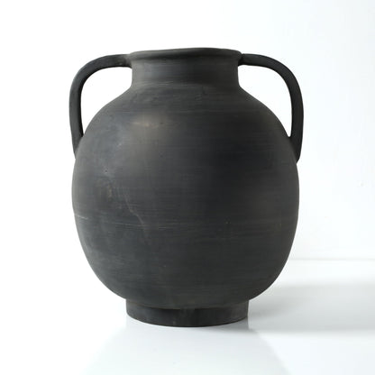 Approx.14 Earthy Gray Pottery Vase with Two Decorative Handles