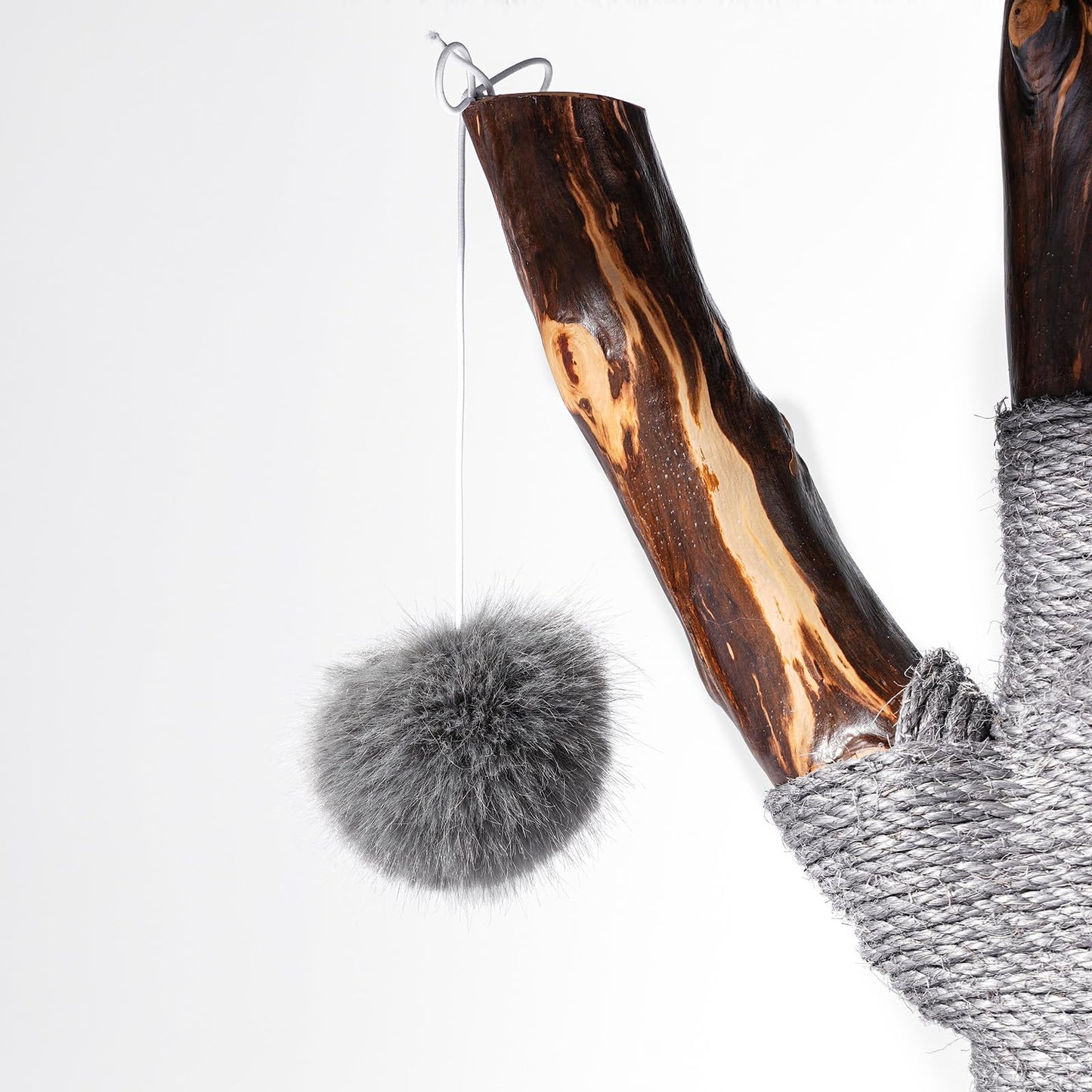 Aesthetic Cat Tree Tower for Large Cats, Modern Cat Tree for Maine Coon Indoor Cats with Faux Fox Fur, Maine Coon Cat Tree, Solid Wood Sisal Scratching Post, Perches, Platform & Toy Ball, Dark Gray