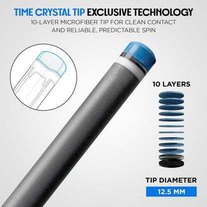 RHINO LUMINAX Carbon Fiber Billiard Cue Stick, Pro Taper Low Deflection Shaft, 3/8-8 Stainless Steel Joint, Composite Butt, Sport Wrap Grip