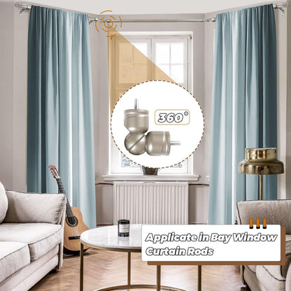 Adjustable Corner Connector, 2 Pack for 1 Inch & 7/8 Inch Diameter Curtain Rods, Antique Silver for Corner & Bay Windows