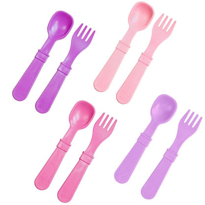 Re-Play Toddler Forks and Spoons Set - 4x4 Utensils Set for Kids - Dishwasher and Microwave Safe - Made in USA - Set of 8-5.8" x 1.2" x 0.2" - Princess