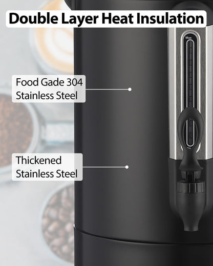 Commercial Coffee Maker 80 Cup, Double Layer Stainless Steel Coffee Urn 12 L/3.2 gal Electric Hot Beverage Dispenser Large Hot Water Dispenser Coffee Dispenser Hot Water Urn For Business Catering