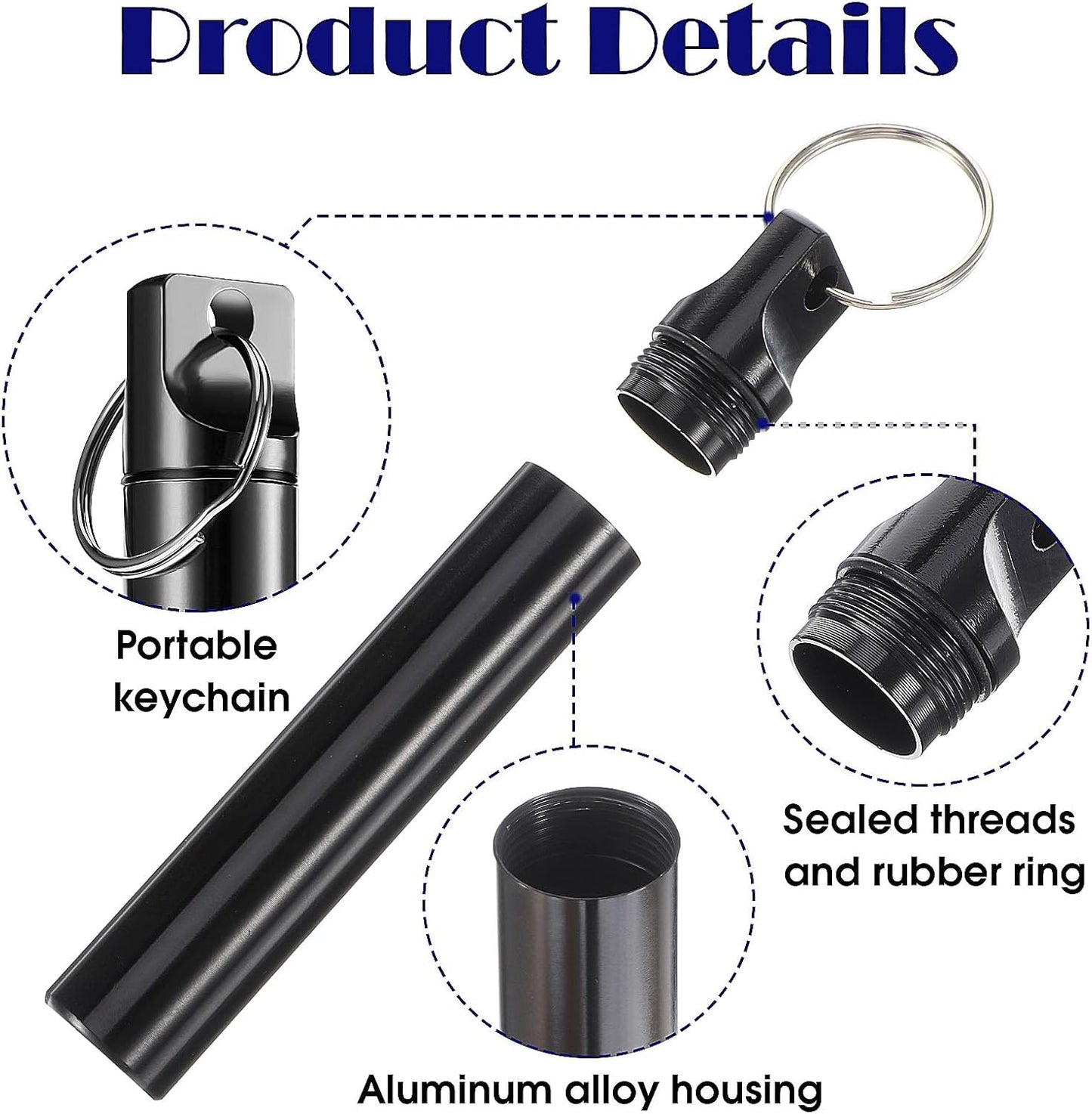 Portable Toothpick Holder 4PCs, Metal Dispenser, Pocket Waterproof Case with Keychain, Travel Purse Ear Wax Removal