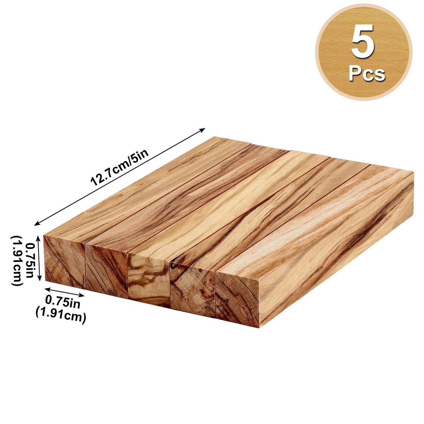 Spiareal 5 Pcs Olive Wood Pen Blanks Kits Pen Turning Supplies DIY Crafts, 5 x 3/4 x 3/4 Inch