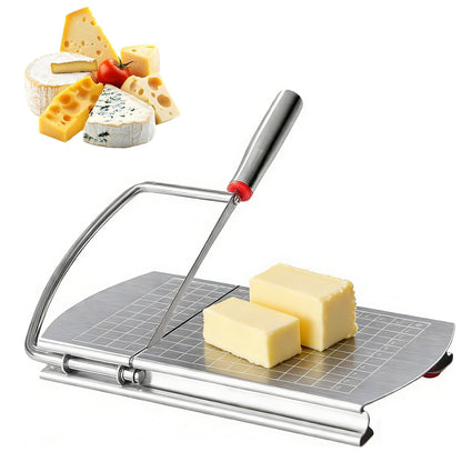 YIHAOSSING Cheese Slicer,Stainless Steel Cheese Cutter,Multipurpose Cheese Slicers with Grid Scale and Anti Slip Rubber Pads for cutting Cheese,Butter,Sausages,Bread