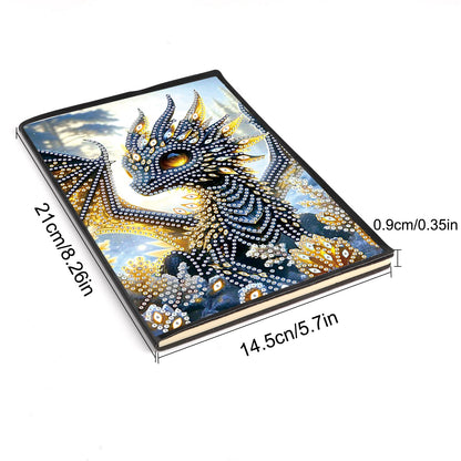 JISHSHAY Diamond Art Notebook Journal Dragon Diamond Painting Note Book Dragon Gem Art Sketchbook Mosaic Kits for Adults Diary Gem Painting Leather Journal A5 Notebook with Special Shaped Drills