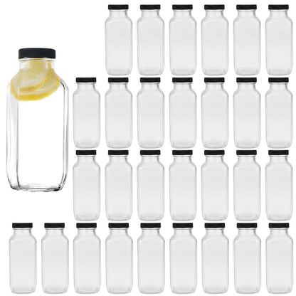 Encheng 8 oz Glass Bottles,Reusable Glass Water Bottle With Airtight Lids,Vintage Drinking Jars for Smoothies, Kombucha,Tea,Juicing Bottles Beverage Milk Bottle With Caps,Liquid Storage Jars 30pack