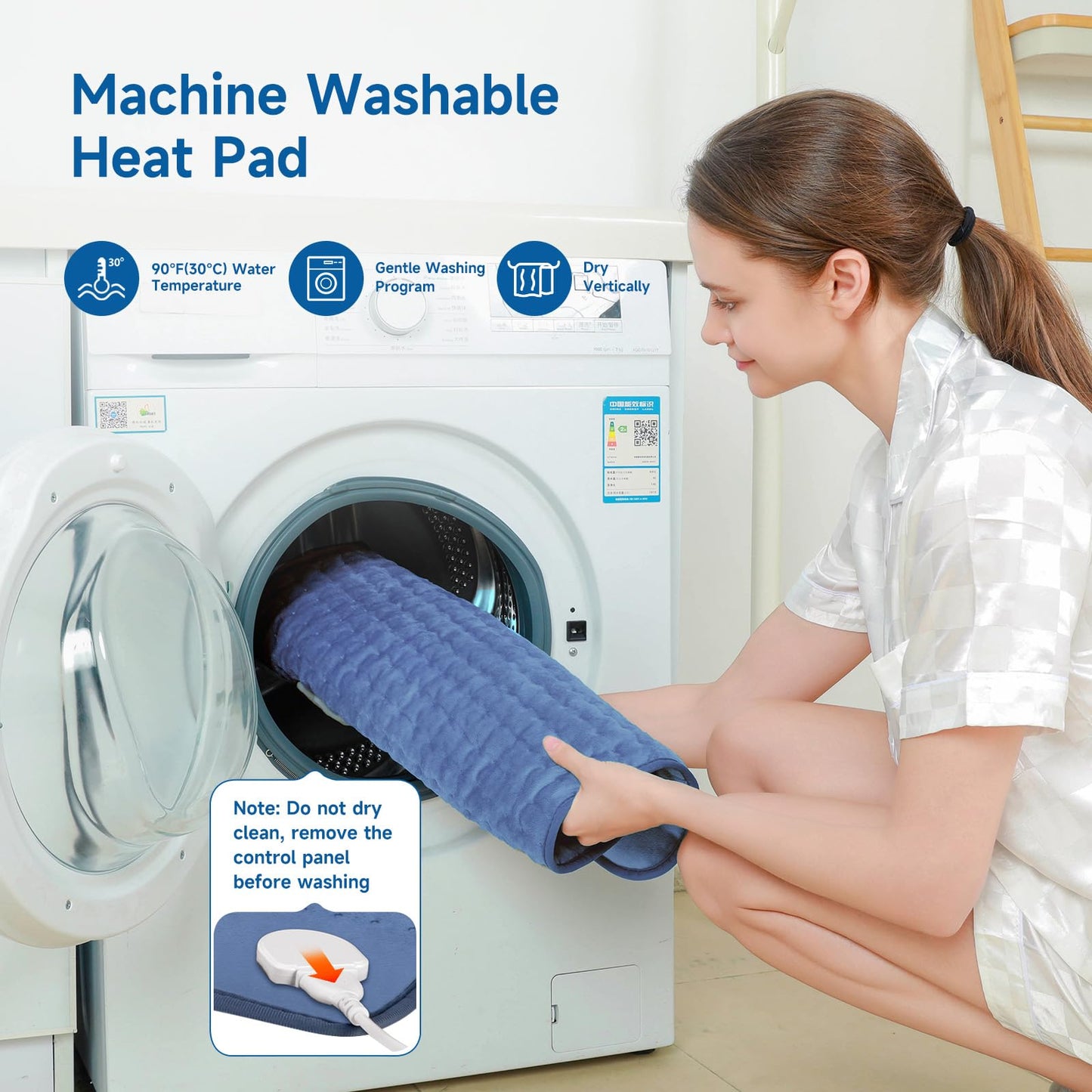 Heating Pad for Back, Large Heating Pads for Body Muscle Pain Cramps Relief, 6 Heat Settings Machine Washable Electric Heating Pad, Birthday Christmas Gifts for Women Mom