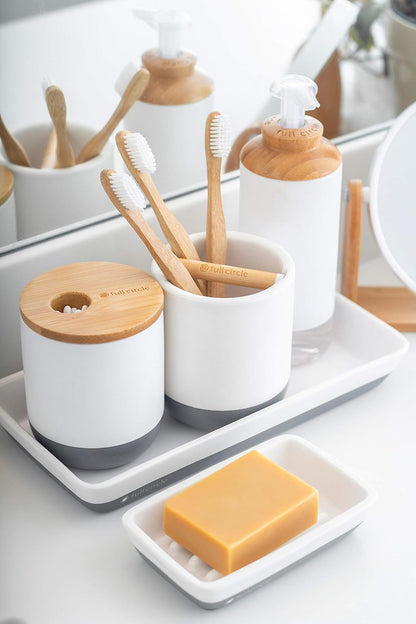 Full Circle Raise The Bar Ceramic Bathroom Soap Dish - White
