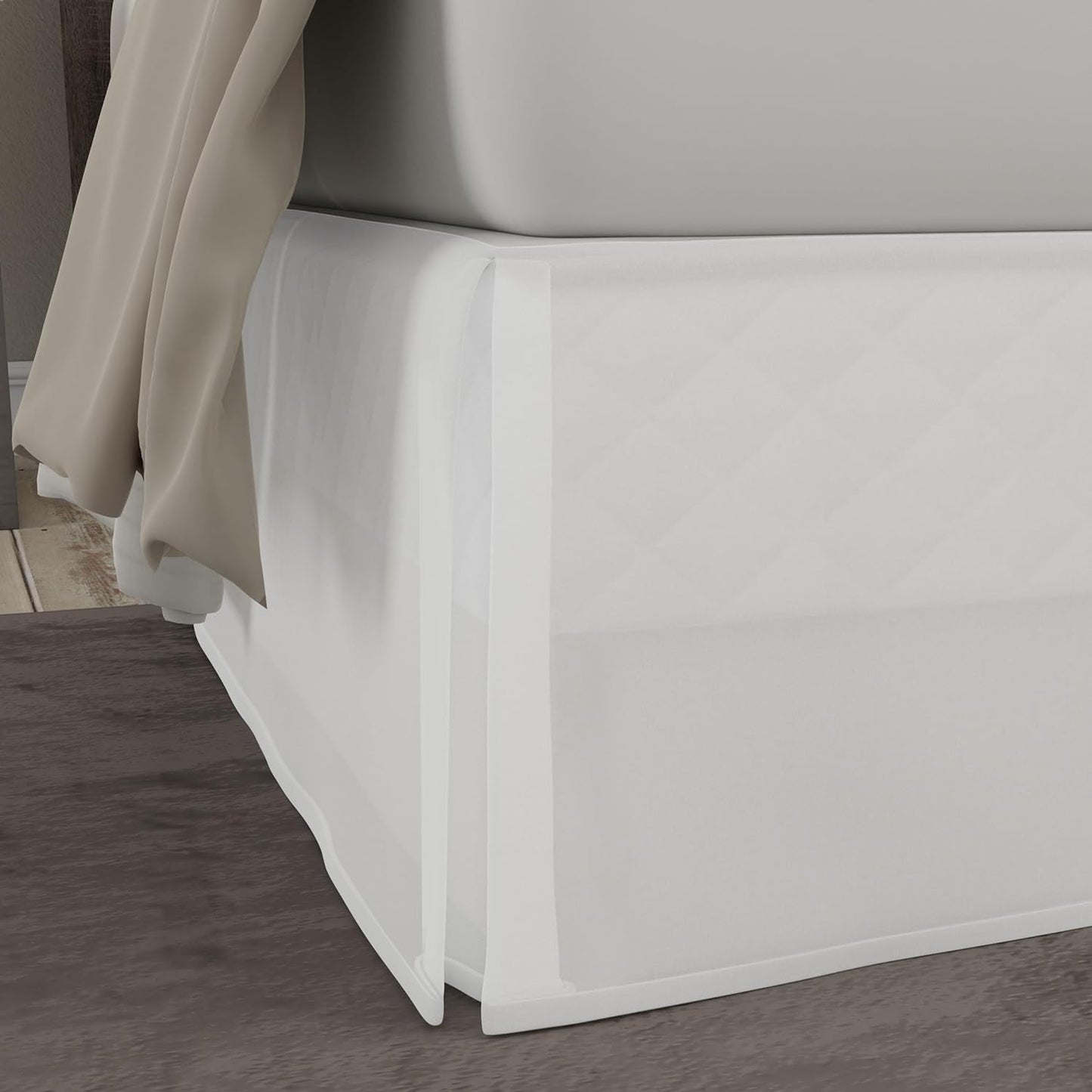 TODAY'S HOME Classic Tailored Microfiber Bed Skirt Dust Ruffle, King, 14" Drop Length, White TOH25014WHIT04