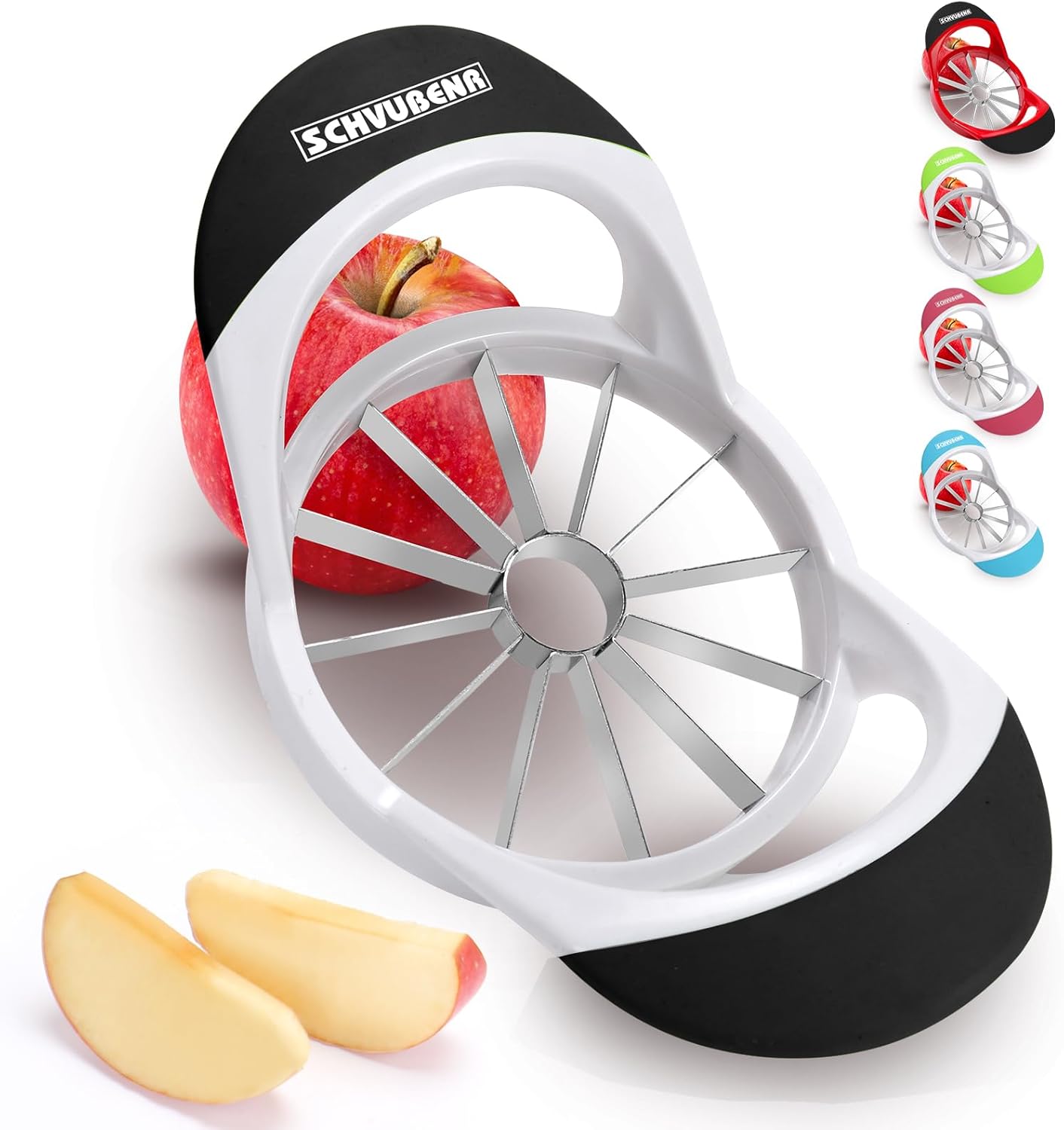 12-Blade 4.72 Inch SCHVUBENR Apple Slicer and Corer - Sharp Stainless Steel Apple Cutter - Professional Apple Divider
